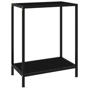 vidaXL konsoles galdiņ&scaron;, melns, 60x35x75 cm, rūdīts stikls