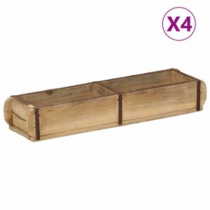 vidaXL Paplāte 4 pcs Brūna 57 x 15 x 9 cm Cietais atjaunotais koks