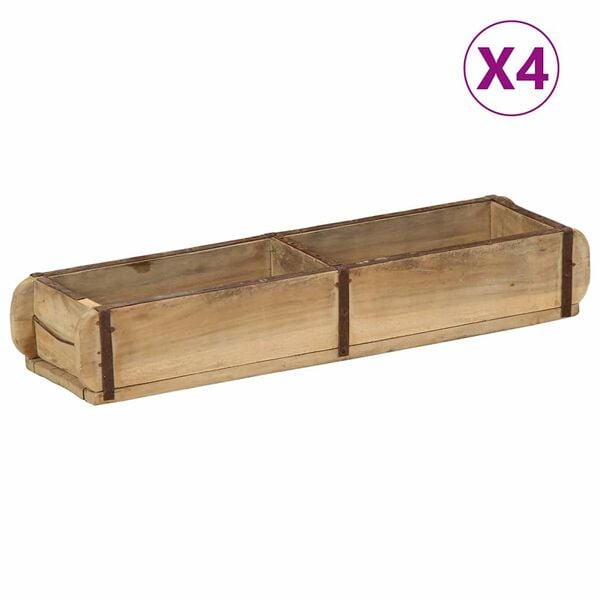 vidaXL Paplāte 4 pcs Brūna 57 x 15 x 9 cm Cietais atjaunotais koks