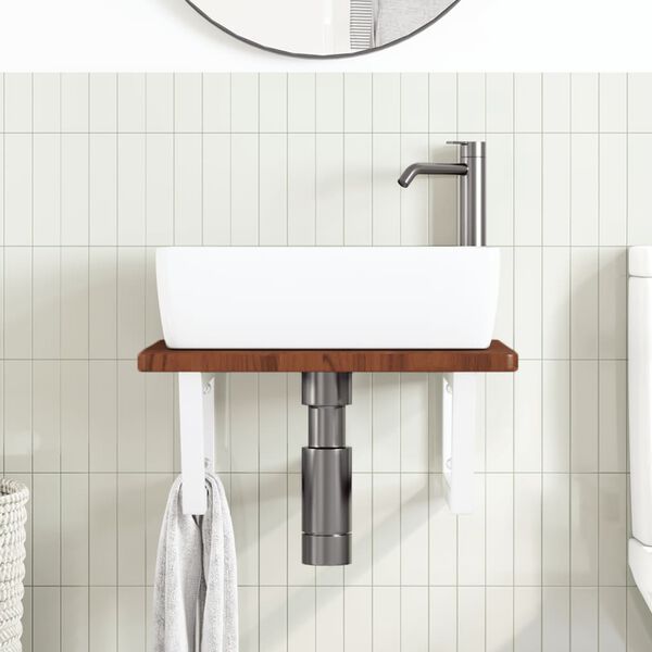 vidaXL izlietnes plaukts, stiprināms pie sienas, tērauds, ozola koks