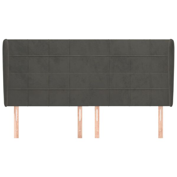 vidaXL galvgalis ar malām, 183x23x118/128 cm, tum&scaron;i pelēks samts