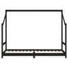vidaXL bērnu gultas rāmis, melns, 80x200 cm, priedes masīvkoks