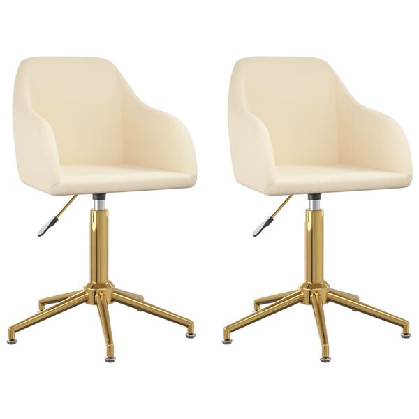 vidaXL grozāmi virtuves krēsli, 2 gab., krēmkrāsas samts