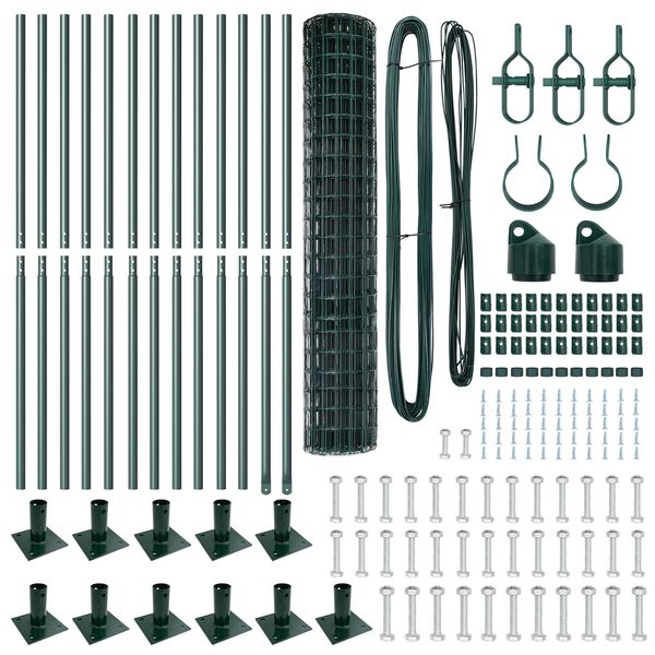 vidaXL Žogs ar stabu Zaļa 1,2 x 25 m Tērauds un PVC