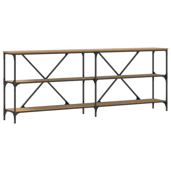 vidaXL Konsoles galds ar plauktu Mākslīgā ozola 200 x 30 x 75 cm