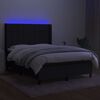 vidaXL atsperu gulta ar matraci, LED, melns audums, 140x190 cm