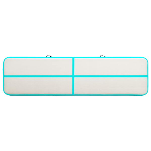 vidaXL piepū&scaron;ams vingro&scaron;anas paklājs ar pumpi, 800x100x20 cm, zaļ&scaron; PVC