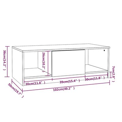 vidaXL kafijas galdiņš, balts, 102x50x36 cm, inženierijas koks