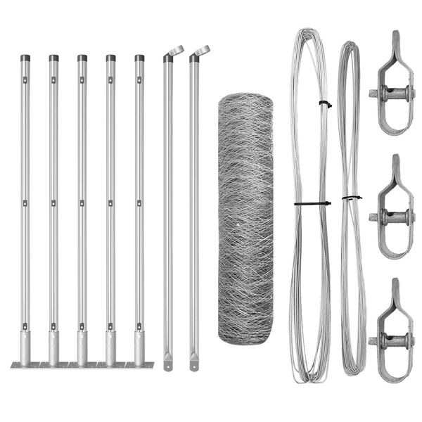 vidaXL Žoga āķis Sudraba 10 x 0,4 m (50 mm siets) Tērauds