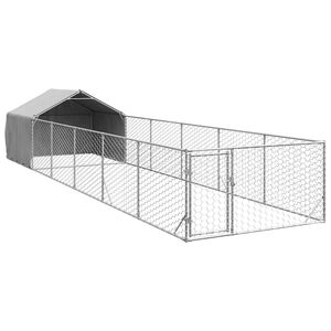 vidaXL āra suņu audzētava ar skrējienu, 8x2x1,5 m, cinkots tērauds