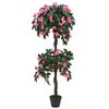 vidaXL mākslīgais augs, rododendrs ar podiņu, 155 cm, zaļ&scaron; ar rozā