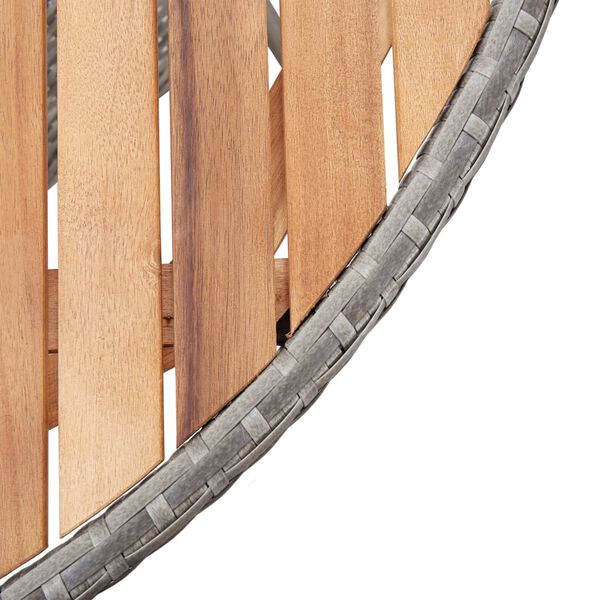 vidaXL dārza galds, pelēks, 115x74 cm, PE rotangpalma un akācijas koks