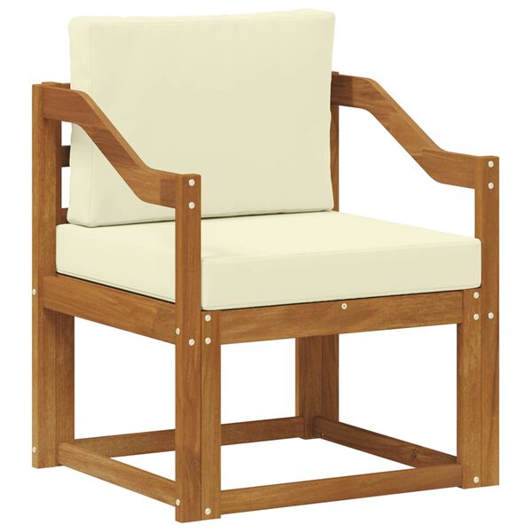 vidaXL Āra dīvāns Cieta akācijas koks un poliesters Dabiska