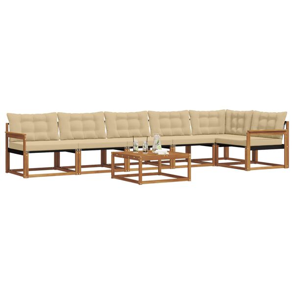 vidaXL Āra dīvānu komplekts ar spilvenu 7 pcs Dabisks un bē&scaron;s