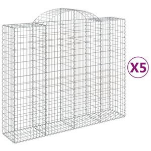 vidaXL arkveida gabiona grozi, 5 gb., 200x50x160/180cm, cinkota dzelzs