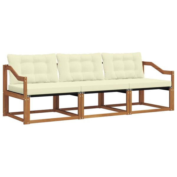 vidaXL Āra dīvānu komplekts ar spilvenu 3 pcs Dabisks un krējuma