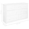 vidaXL kumode, 7 atvilktnes, balta, 113x35x73 cm, priedes masīvkoks