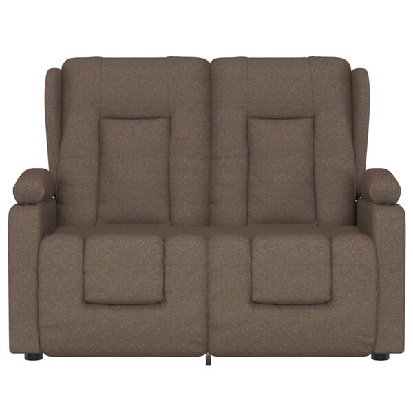 vidaXL divvietīgs masāžas krēsls ar glāžu turētāju, pelēkbrūns