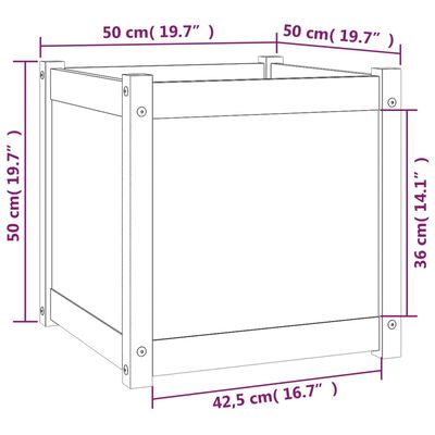 vidaXL dārza puķu kastes, 2 gab., 50x50x50 cm, priedes masīvkoks