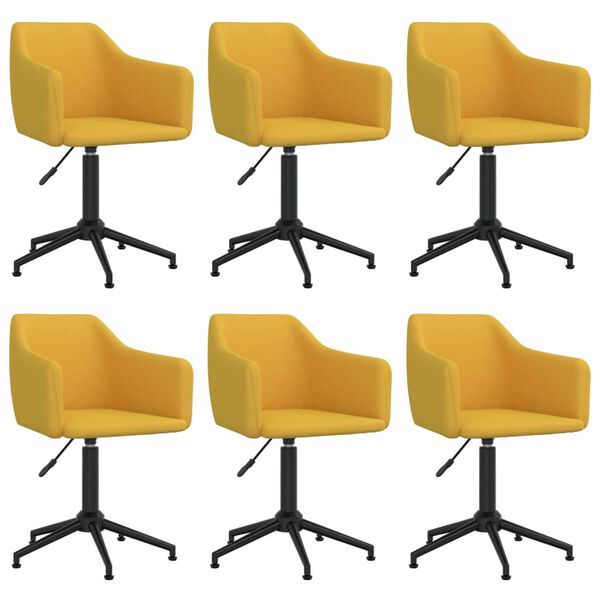 vidaXL grozāmi virtuves krēsli, 6 gab., dzeltens samts