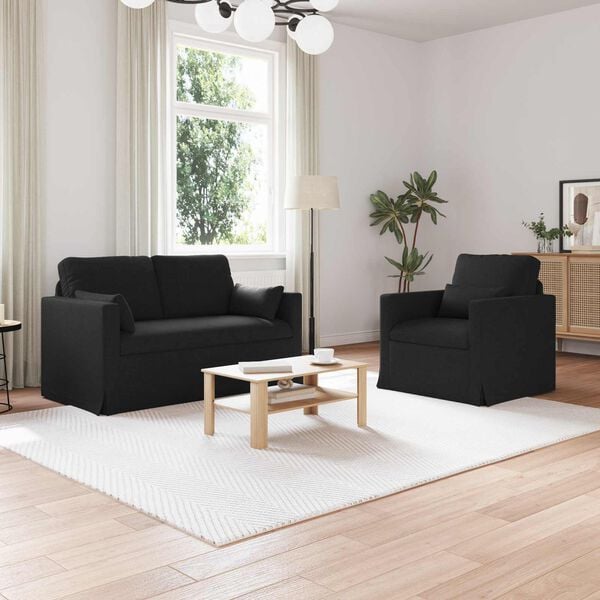 vidaXL Dīvāns 120cm 2 pcs Melna Metāls
