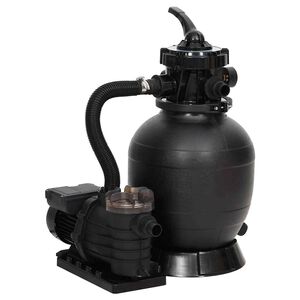 vidaXL baseina smil&scaron;u filtrs ar priek&scaron;filtru, melns