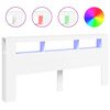 vidaXL gultas galvgalis ar LED, balts, 220x18,5x103,5 cm, koks