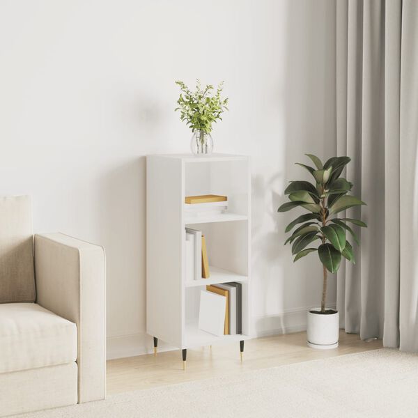 vidaXL plaukts, spīdīgi balts, 34,5x32,5x90 cm, inženierijas koks