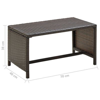 vidaXL kafijas galdiņš, brūns, 70x40x38 cm, PE rotangpalma