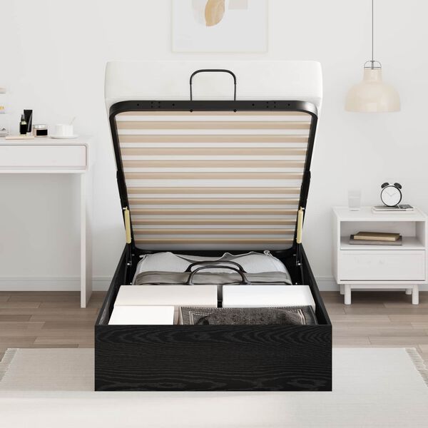 vidaXL Otomāna gultas rāmis Melnais Ozols 203 x 90 x 25 cm