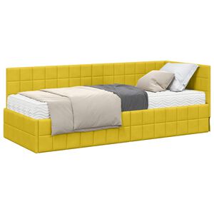 vidaXL Stūra gultas rāmis ar matrači 2 gab. Dzeltena 80 x 200 cm Samts
