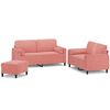 vidaXL trīsdaļīgs dīvānu komplekts ar spilveniem, rozā samts