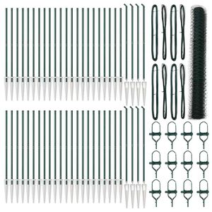 vidaXL Se&scaron;stūra žogs ar stabu 100 x 1,2 m PVC pārklāts tērauds Zaļa