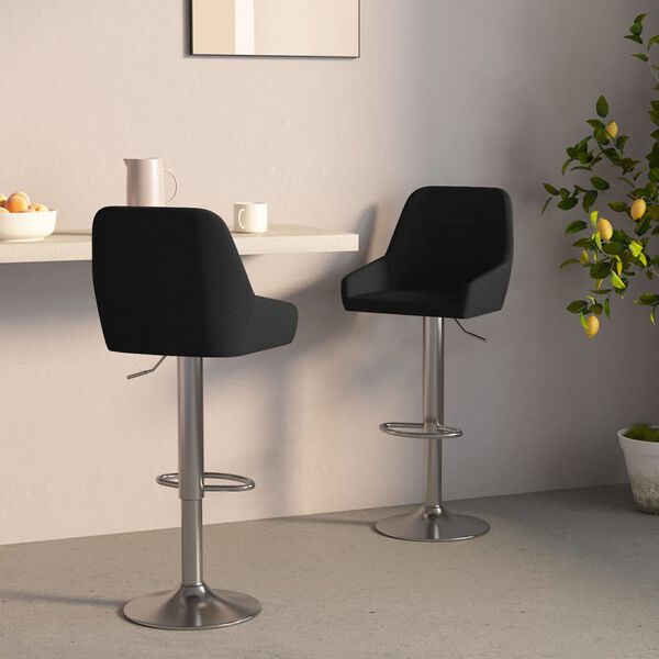 vidaXL bāra krēsli, 2 gab., melns audums