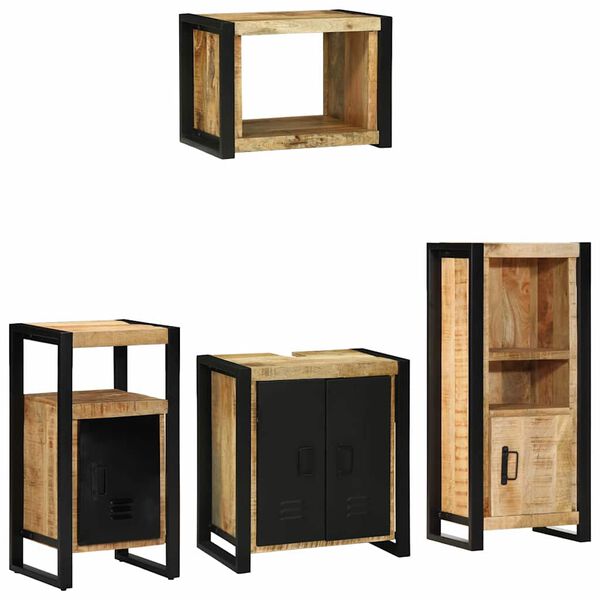 vidaXL Vannas istabas mēbeļu komplekts 4 pcs Brūna Cieta mango koksne