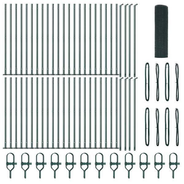 vidaXL Žoga āķis Zaļa 100 x 0,4 m (25 x 25 mm acu) Tērauds un PVC