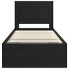 vidaXL Gultas rāmis ar atvilktni Melna 90 x 190 cm Ciets priedes koks