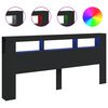 vidaXL gultas galvgalis ar LED, melns, 220x18,5x103,5 cm, koks