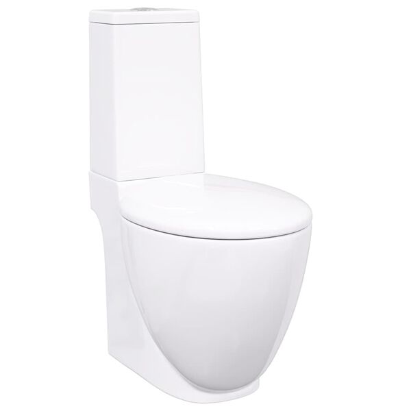 vidaXL keramikas tualetes pods, balts, aizmugurējā ūdens plūsma