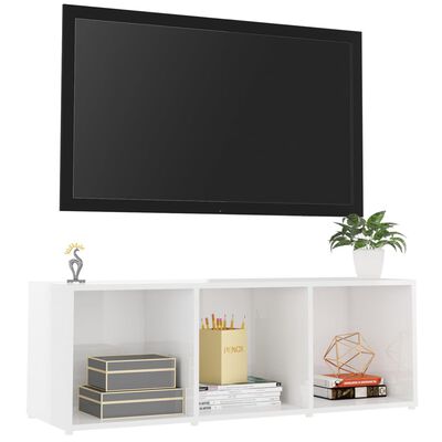 vidaXL TV skapītis, spīdīgi balts, 107x35x37 cm, skaidu plāksne