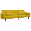vidaXL divvietīga dīvāngulta ar kājsoliņu, dzeltens samts