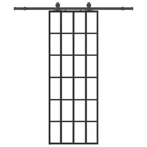 vidaXL bīdāmās durvis ar stiprinājumiem, melns, stikls, 76x205 cm