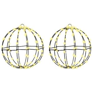 vidaXL Bumba su 192 LED 2 pcs Silti balta 30 x 30 x 32 cm Metāla