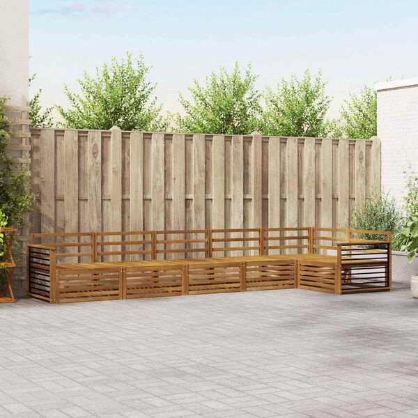 vidaXL Āra dīvānu komplekts 6 pcs Dabiska Cietā akācijas koks