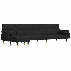 vidaXL L-formas dīvāngulta, melna, 275x140x70 cm, samts