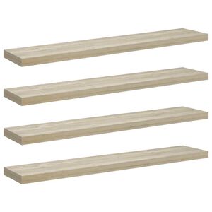 vidaXL sienas plaukti, 4 gab., ozolkoka krāsā, 120x23,5x3,8 cm, MDF