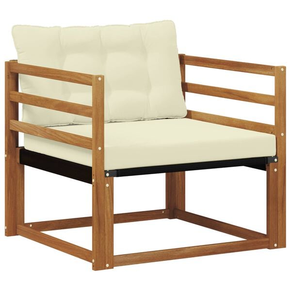 vidaXL Āra dīvānu komplekts Cieta akācijas koks un tekstilēns Dabiska