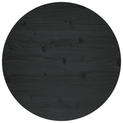 vidaXL galda virsma, melna, Ø60x2,5 cm, priedes masīvkoks