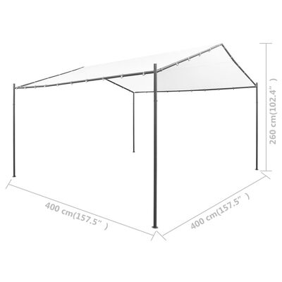 vidaXL dārza nojume, 400x400x260 cm, balta, 180 g/m²