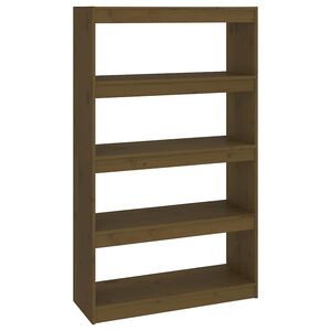 vidaXL grāmatu plaukts, medus brūns, 80x30x135,5 cm, priedes koks